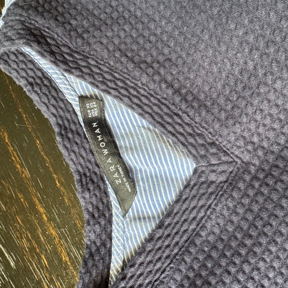 ZARA BLUE VARSITY LETTERMAN PATCHES STRIPED TOP SWEATER VEST BLOUSE 486/242 S - Picture 5 of 5